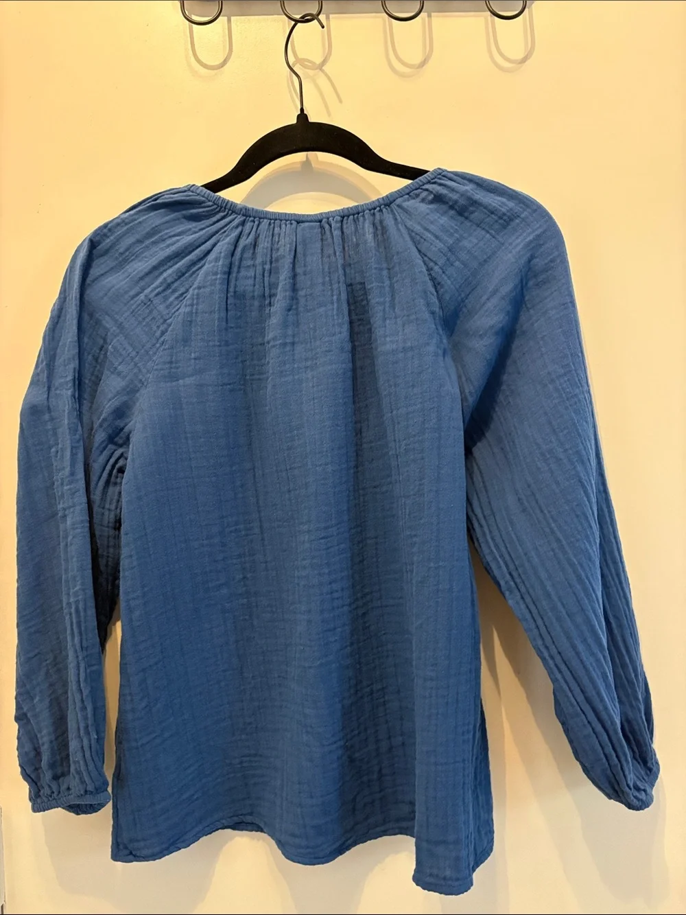 Old Navy Blue Gauze Peasant Blouse Boho Cottagecore Prairie Size XS